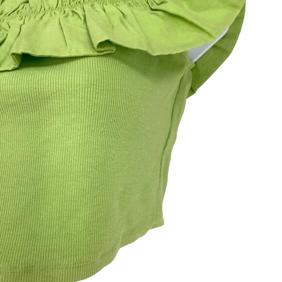 ZARA Green Ruffle Summer Statement Top‎ Size Small L Halter Beautiful - Picture 3 of 9